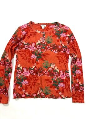 Sundance Floral Fox Thermal Henley Shirt